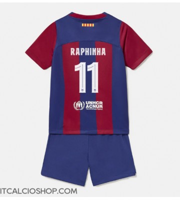 Barcelona Raphinha Belloli #11 Prima Maglia Bambino 2023-24 Manica Corta (+ Pantaloni corti)